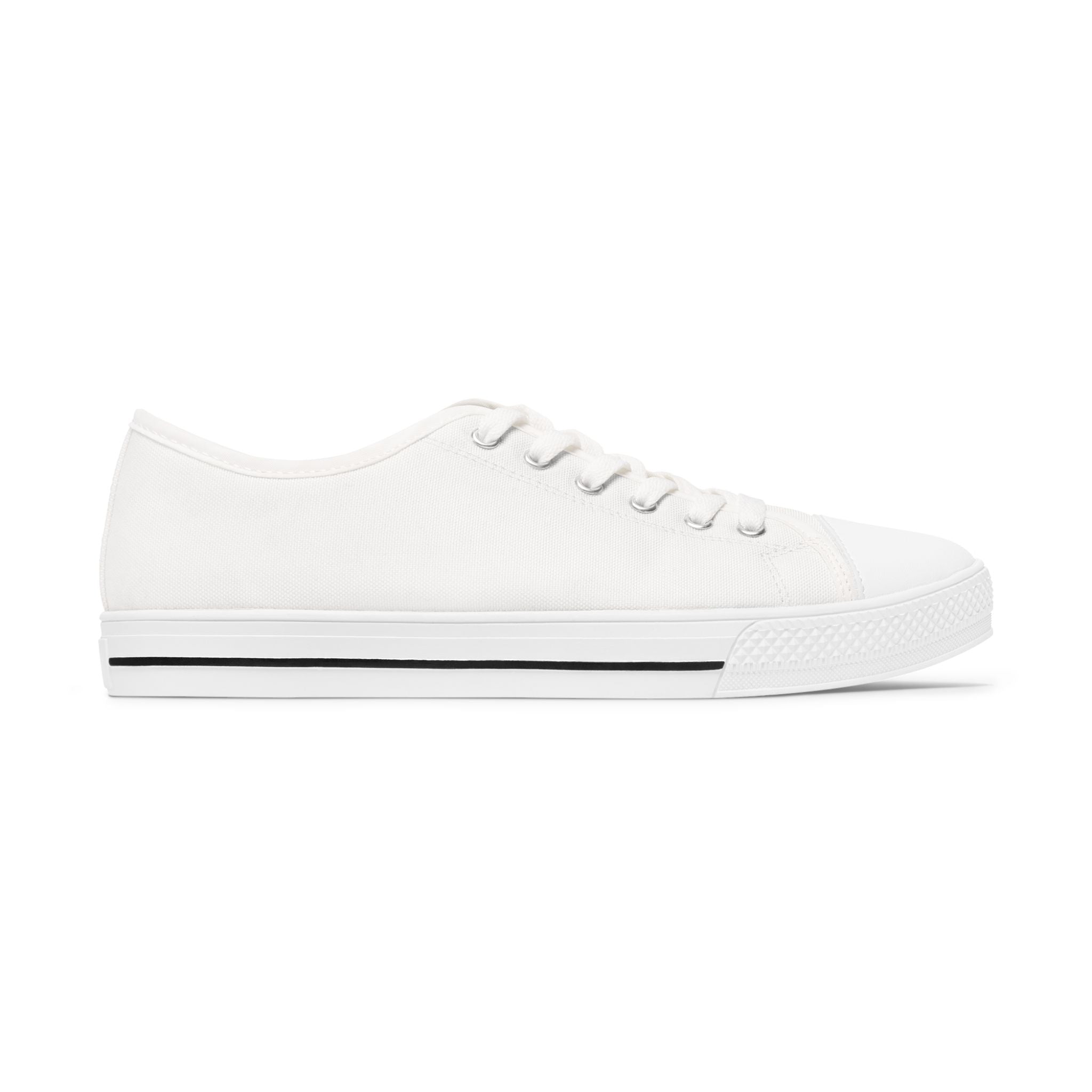 Women’s Low Top Sneakers — Classic White Canvas Casual Shoes with Subtle Crossed Paddles Accent