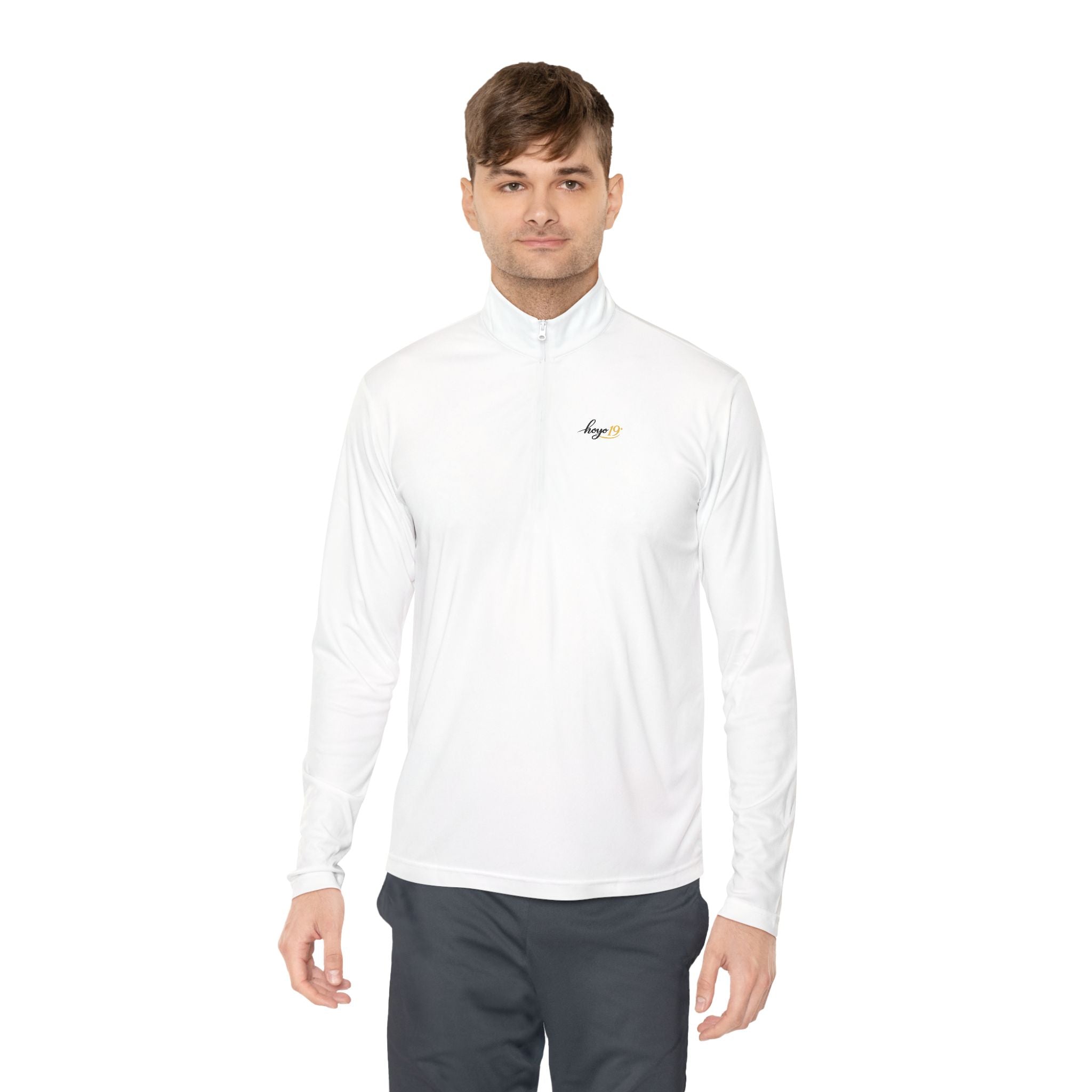 Quarter-Zip Pullover — Minimal Script Logo Chest
