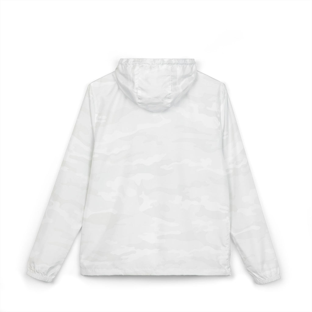 Windbreaker Jacket — Minimal Crossed Arrows White Hooded Windbreaker