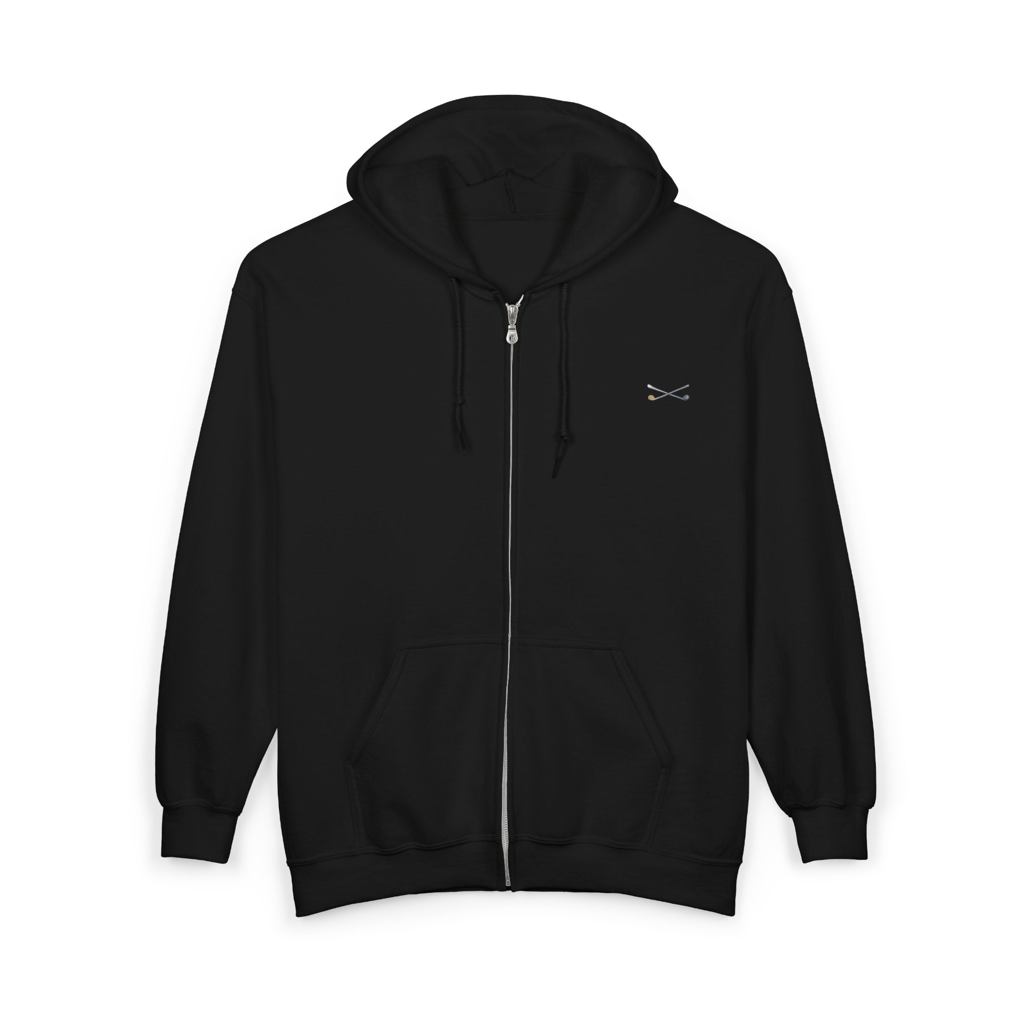 Minimalist Small Logo Zip Hoodie — Classic Black Full-Zip Sweatshirt