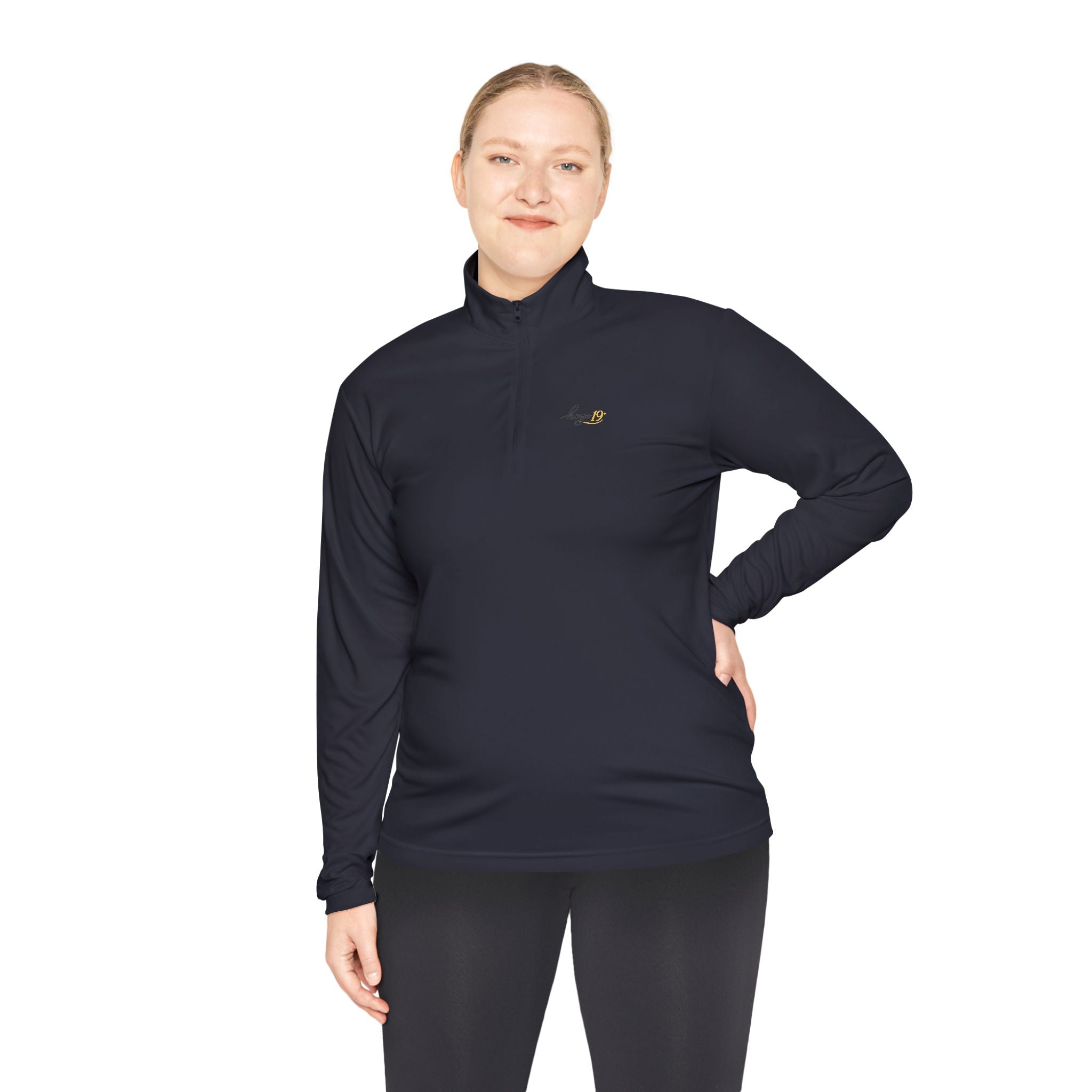 Quarter-Zip Pullover — Minimal Script Logo Chest
