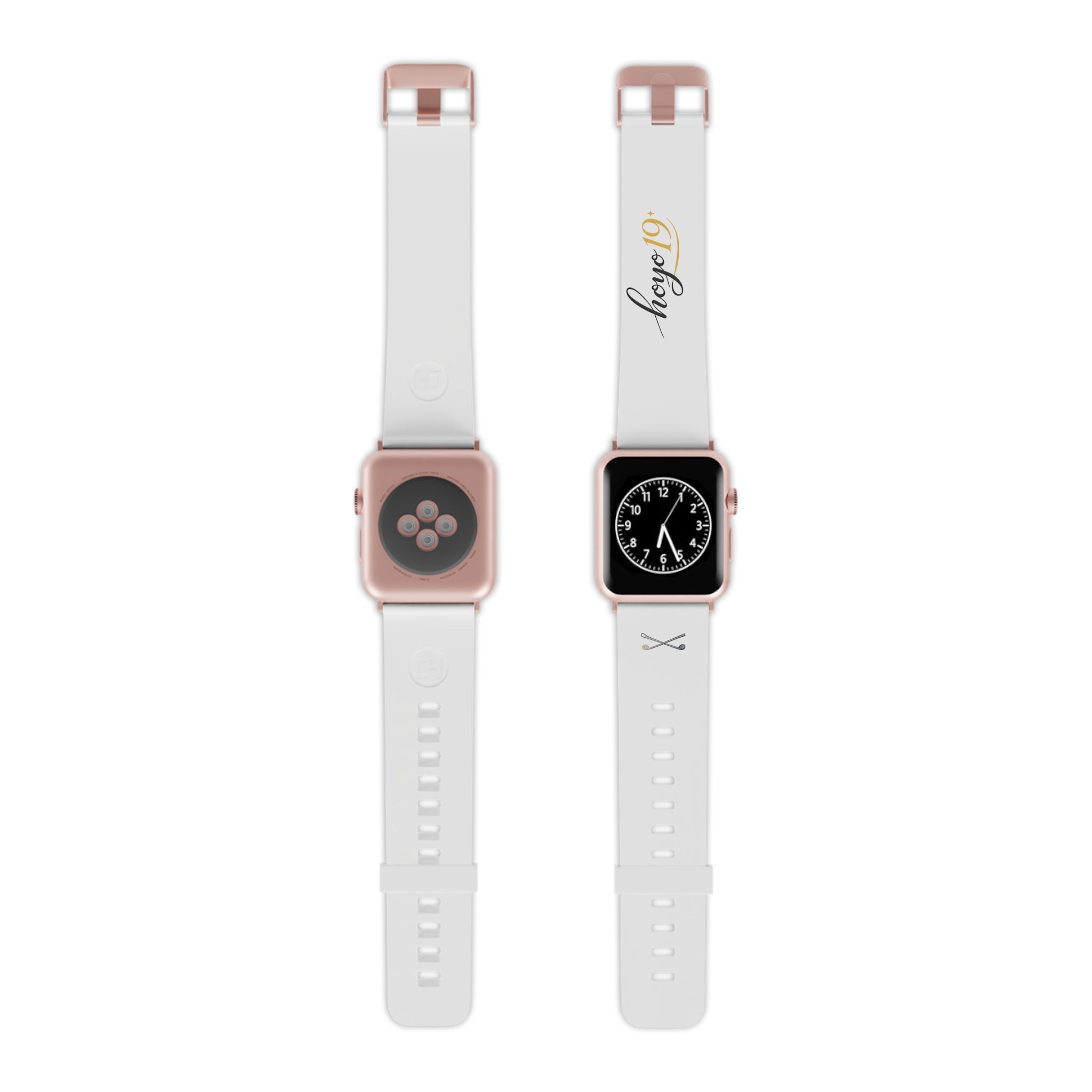 White Apple Watch Band with 'hoye19' Script — Minimal Silicone Replacement Strap
