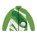 Golf Wave Puffer Jacket — Men's Green Golf Ball Design