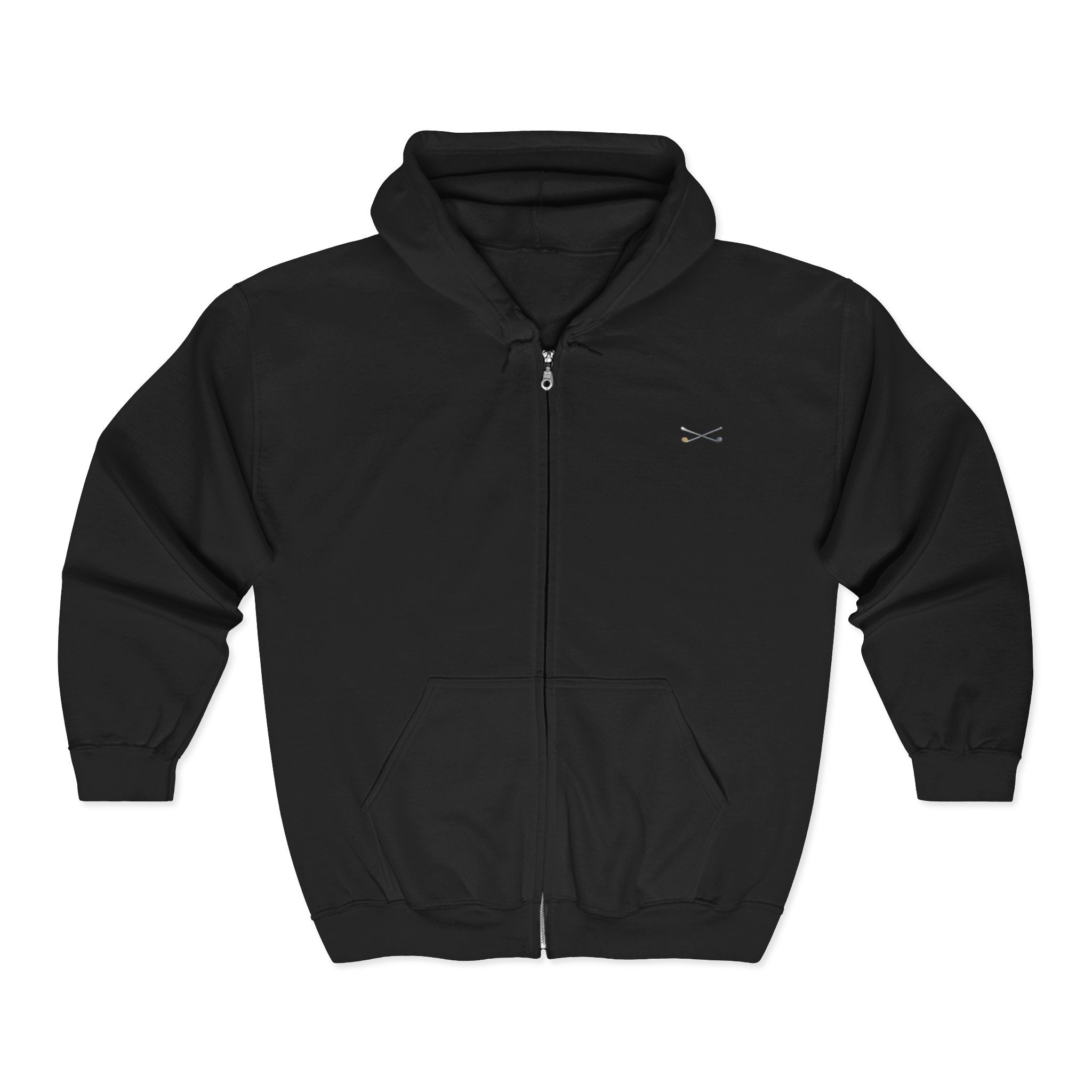 Minimalist Small Logo Zip Hoodie — Classic Black Full-Zip Sweatshirt
