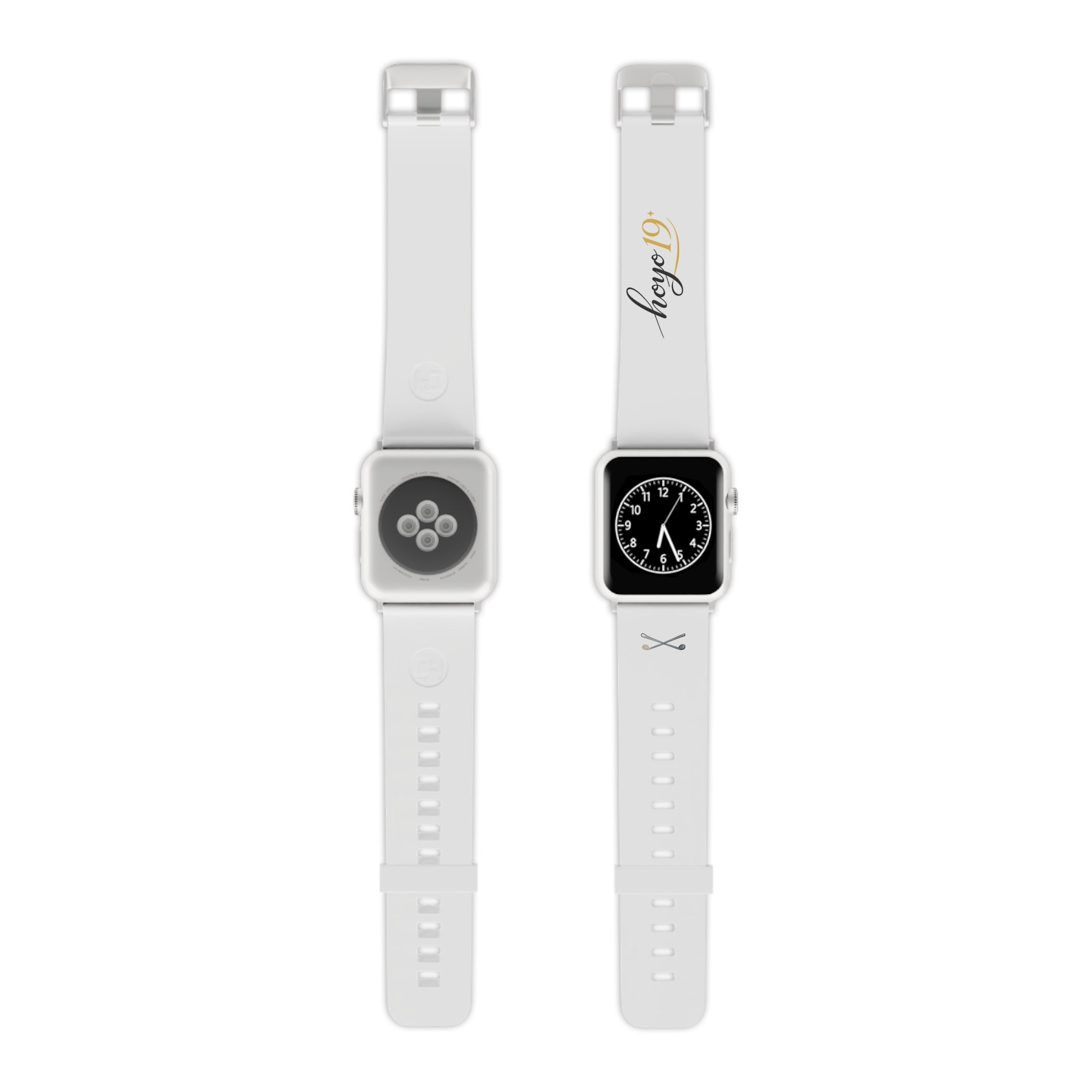 White Apple Watch Band with 'hoye19' Script — Minimal Silicone Replacement Strap