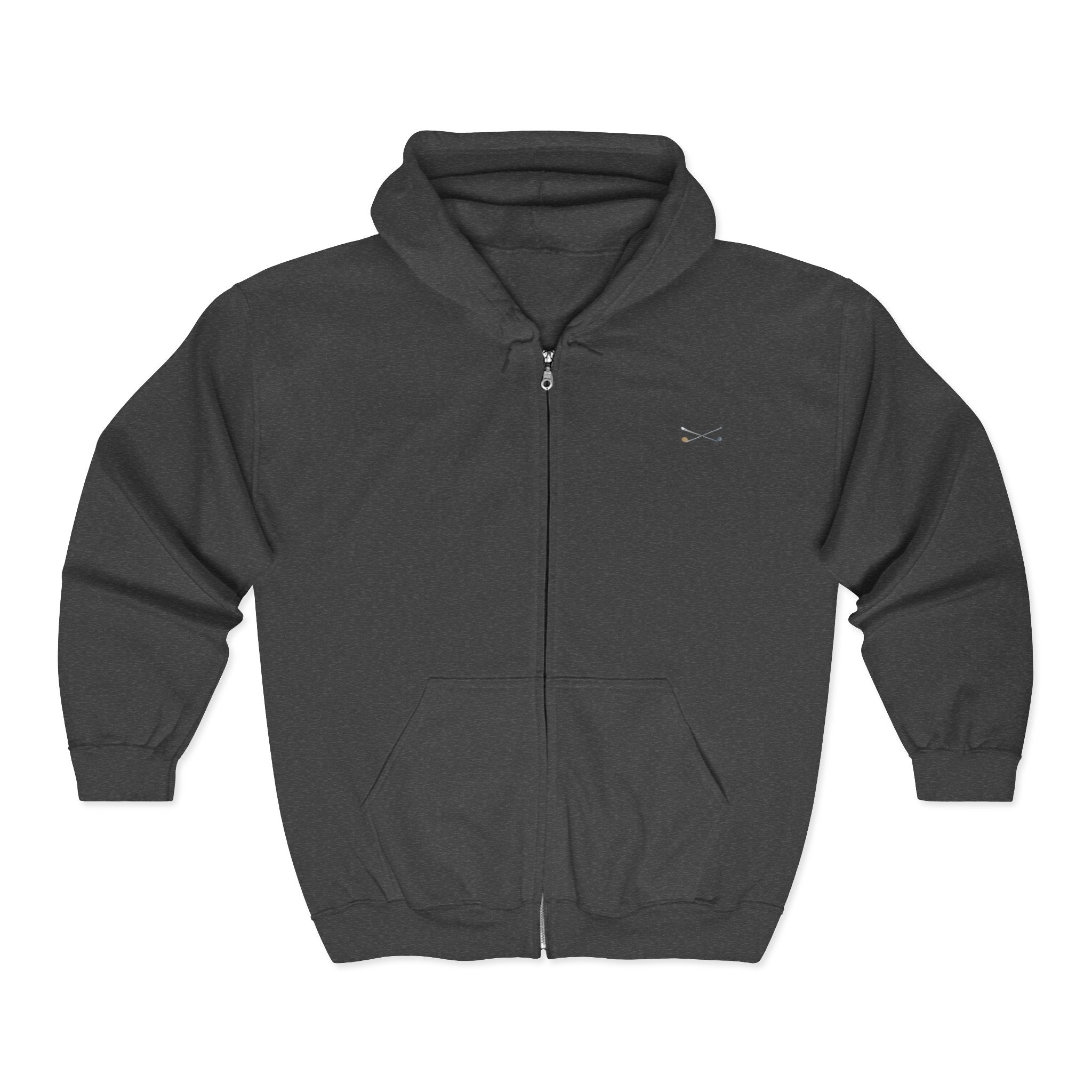 Minimalist Small Logo Zip Hoodie — Classic Black Full-Zip Sweatshirt