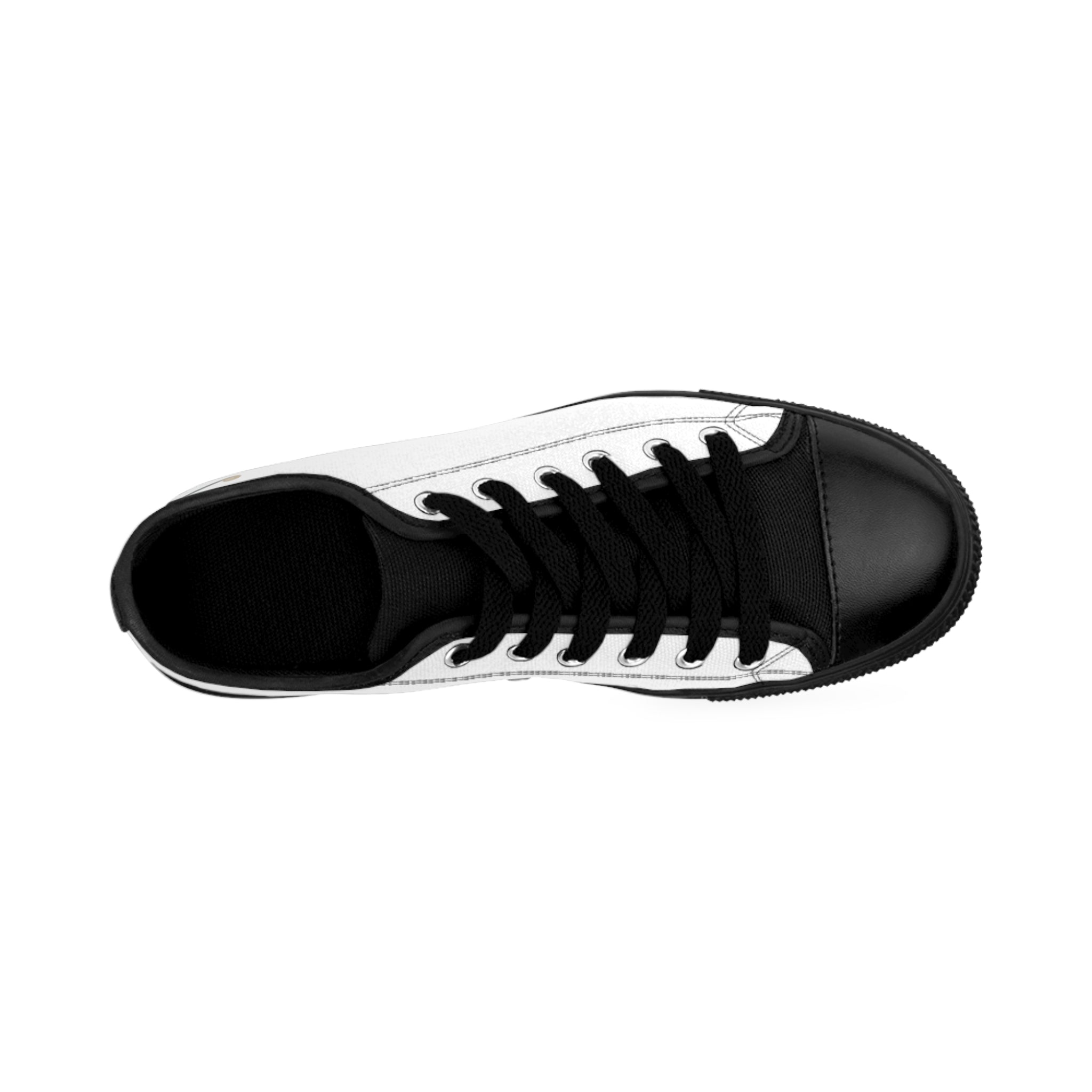Men's Sneakers — White & Black Custom Low-Top Sneakers with 'hoyo19' Script