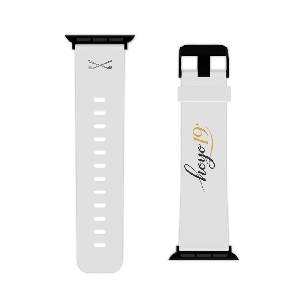 White Apple Watch Band with 'hoye19' Script — Minimal Silicone Replacement Strap