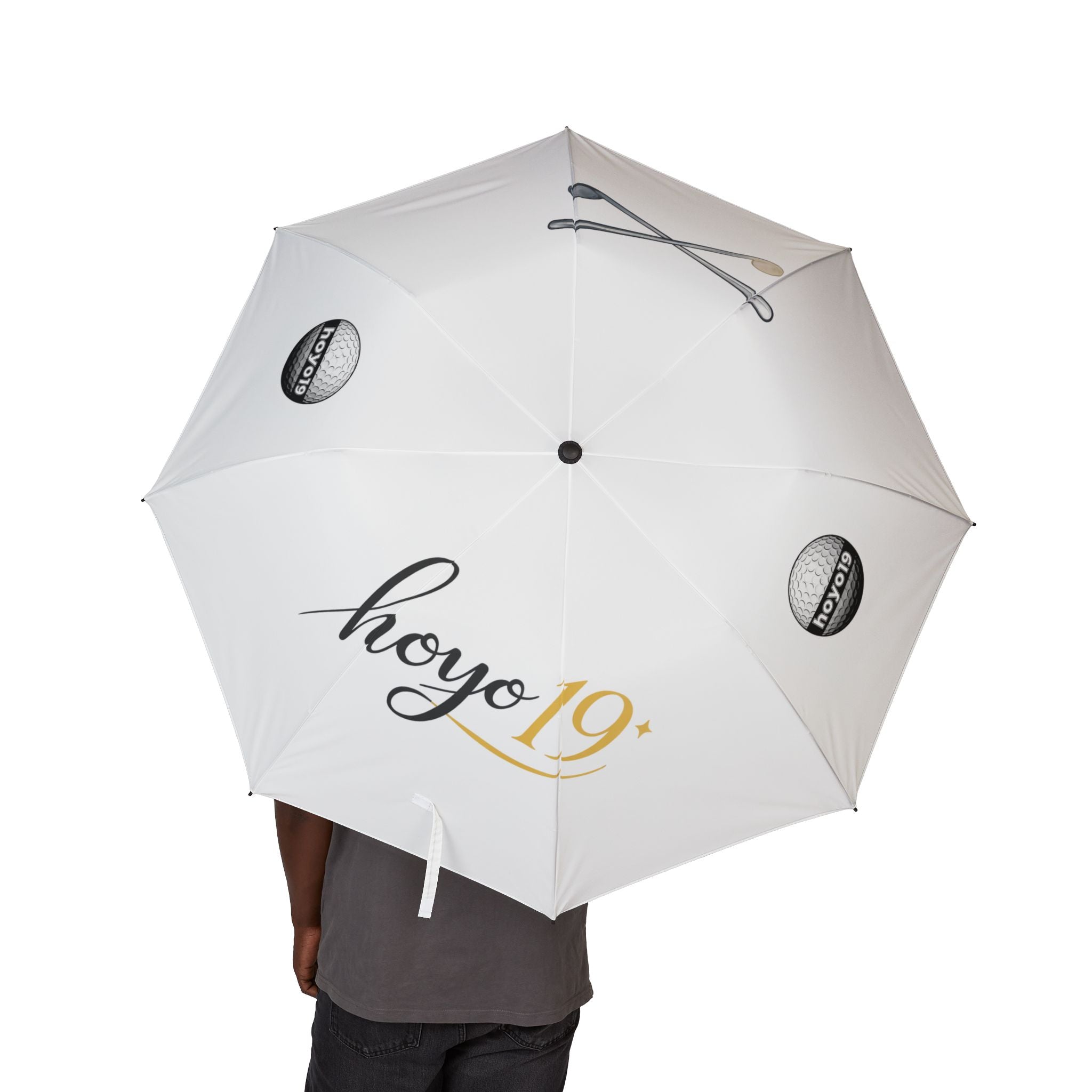 Golf Logo Foldable Umbrella — Semi-Automatic Travel Rain Umbrella