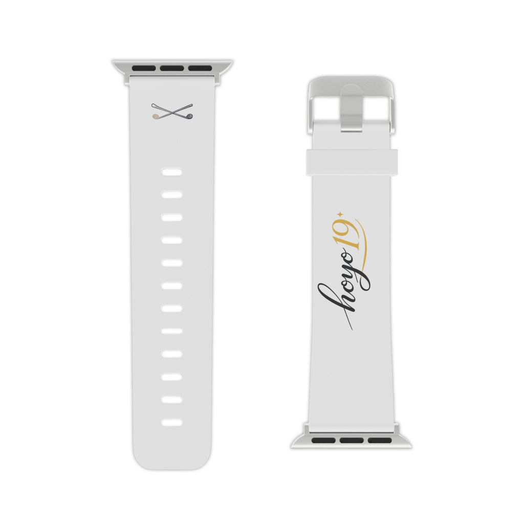 White Apple Watch Band with 'hoye19' Script — Minimal Silicone Replacement Strap