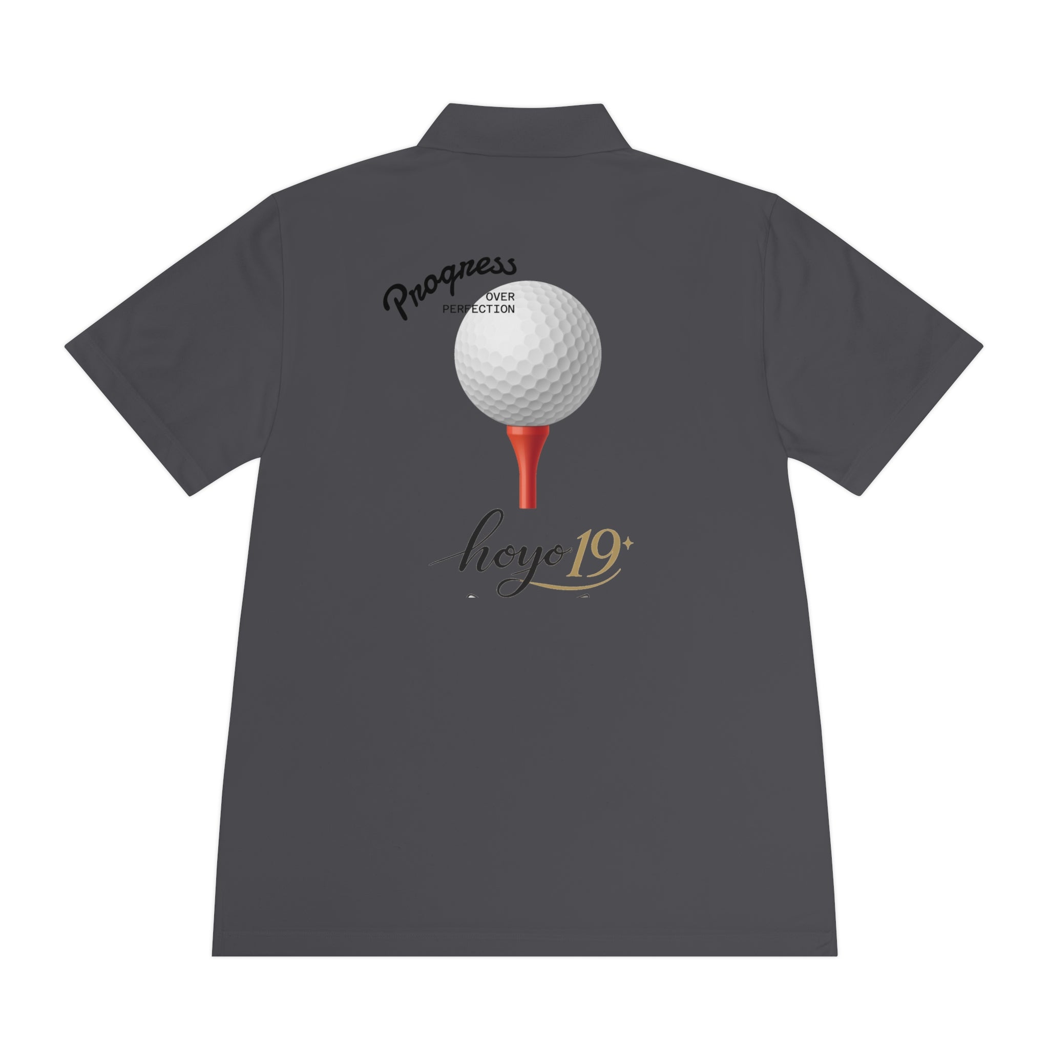 Golf Polo Shirt — "Progress Over Perfection" Hoyo 19 Performance Tee