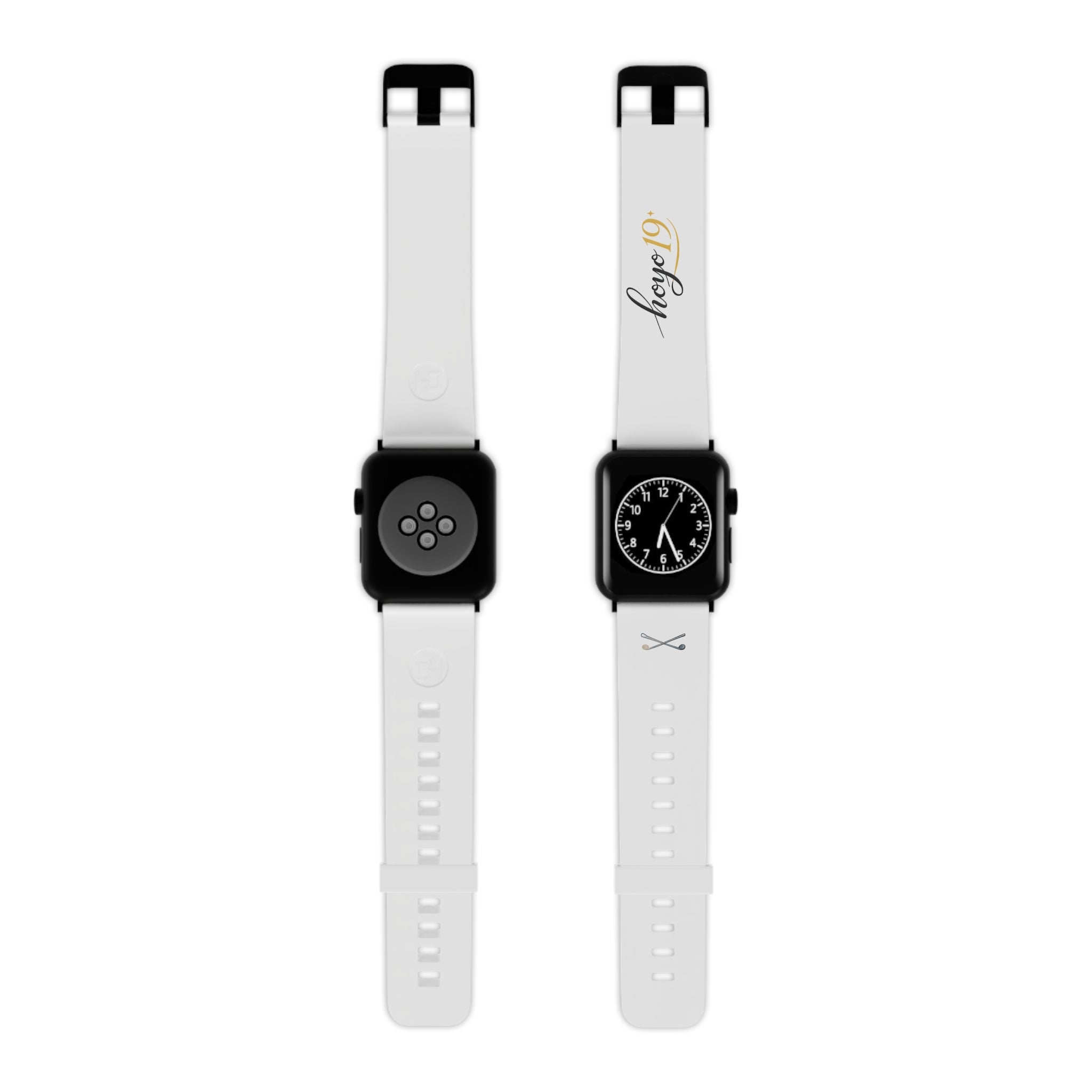 White Apple Watch Band with 'hoye19' Script — Minimal Silicone Replacement Strap