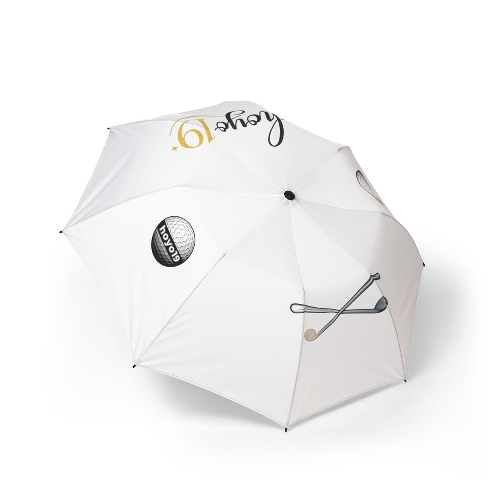 Golf Logo Foldable Umbrella — Semi-Automatic Travel Rain Umbrella
