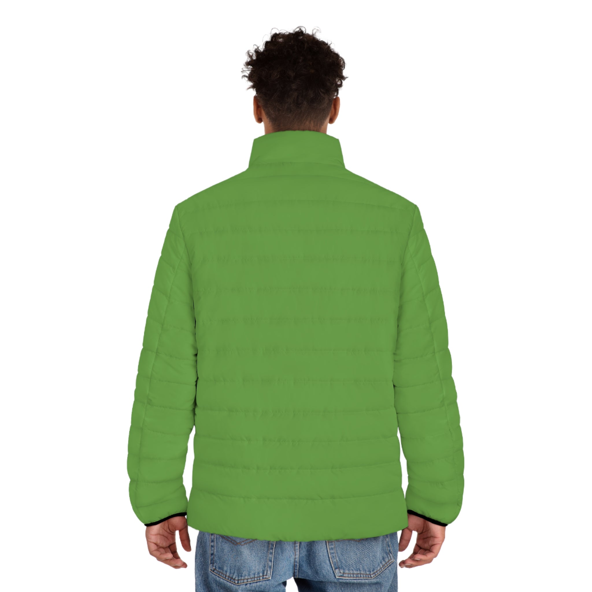 Golf Wave Puffer Jacket — Men's Green Golf Ball Design