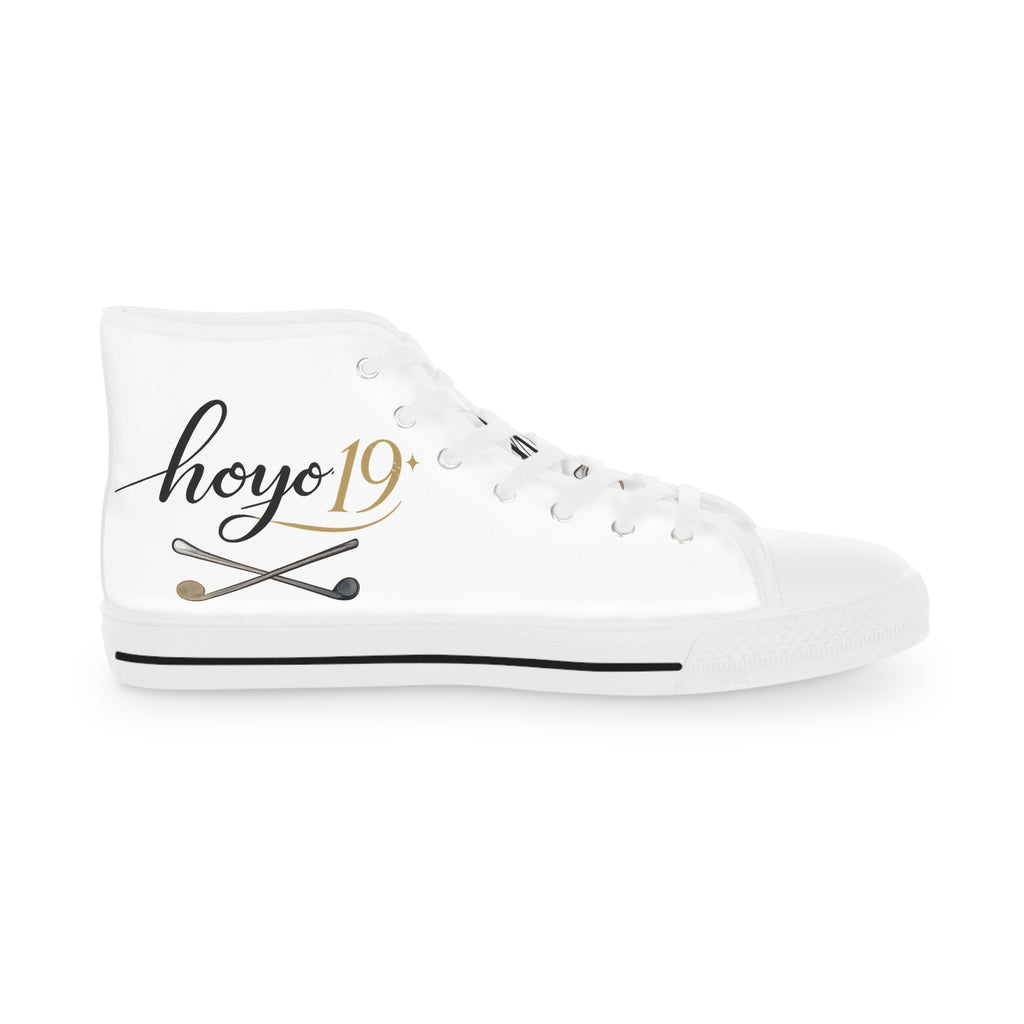 High Top Sneakers — Elegant Script 'Reyo 19' White Canvas Trainers