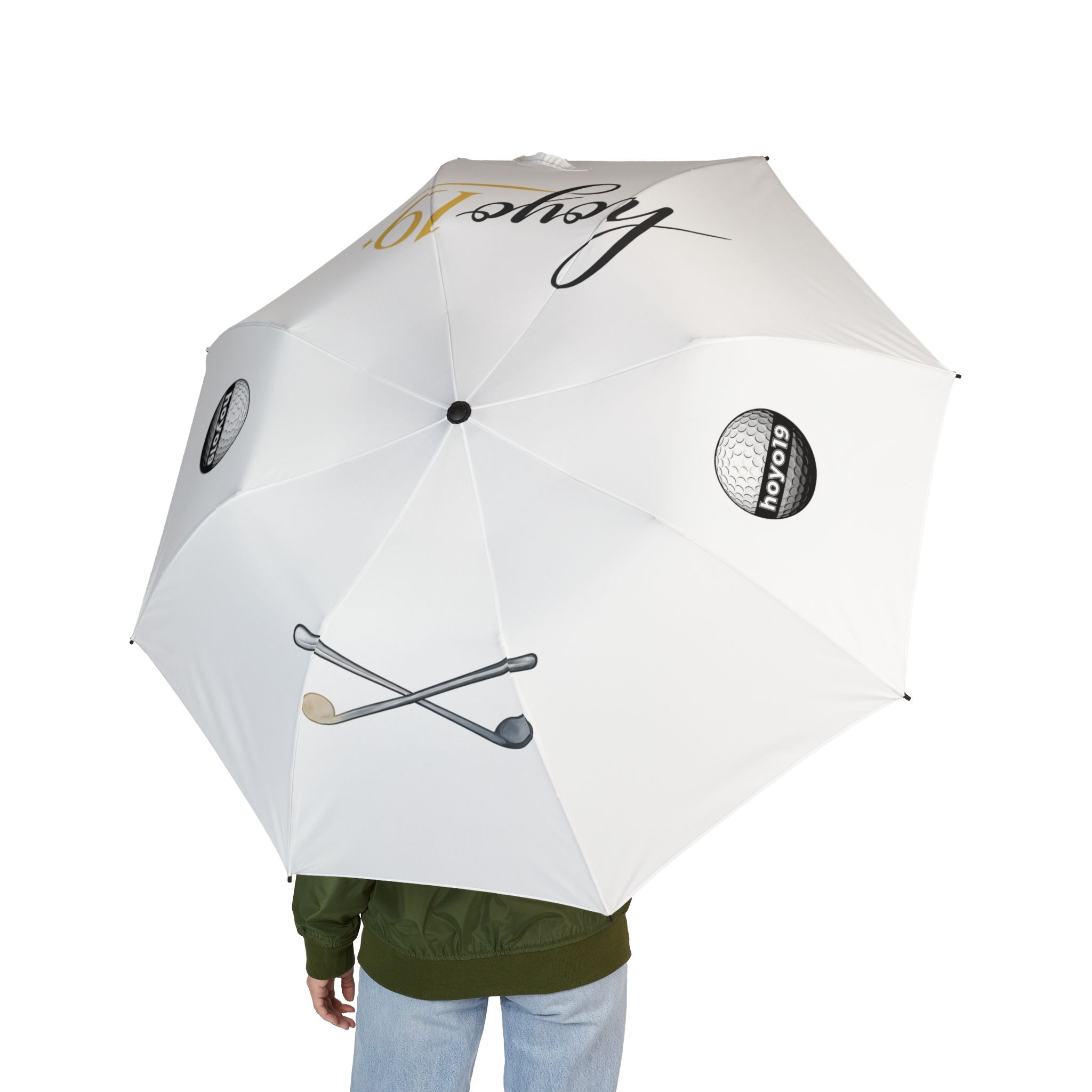 Golf Logo Foldable Umbrella — Semi-Automatic Travel Rain Umbrella