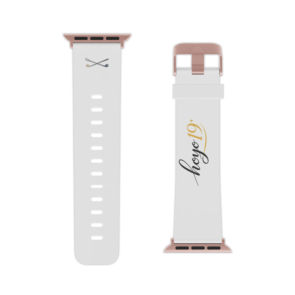 White Apple Watch Band with 'hoye19' Script — Minimal Silicone Replacement Strap
