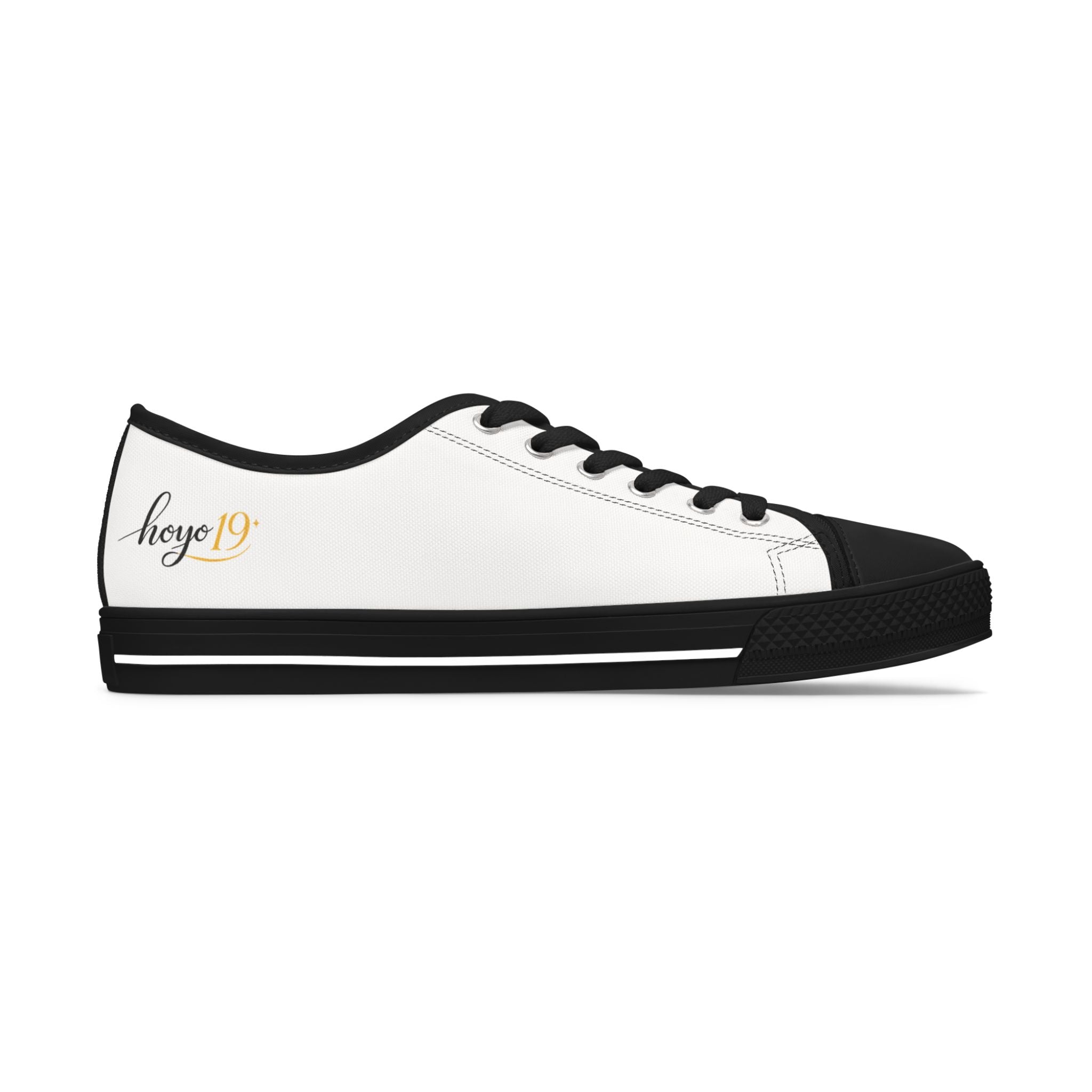 Women’s Low Top Sneakers — Classic White Canvas Casual Shoes with Subtle Crossed Paddles Accent